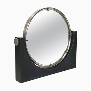 Modern Italian Table Mirror in Slate & Metal attributed to Angelo Mangiarotti, 1980s