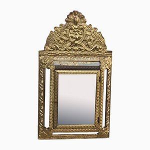 Antique Repousse Brass Wall Mirrors, 1890s