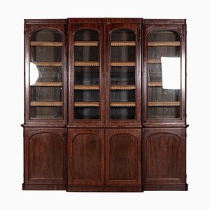 Großes englisches Bücherregal aus Mahagoni mit Glasfront, 1880er