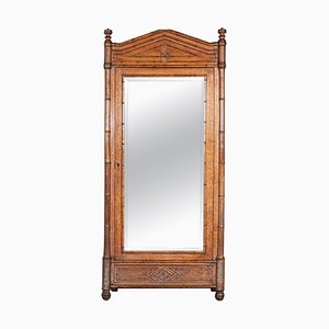 19th Century French Faux Bamboo Walnut Mirror, 1870s