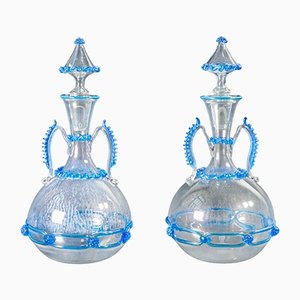 Blown Murano Glass Bottles or Vases, Set of 2