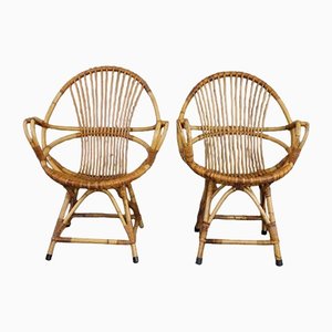 Rattan Armchairs with Armrests, Set of 2