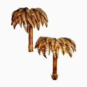 Palm Tree Wall Lights from Maison Jansen, France, 1970s, Set of 2