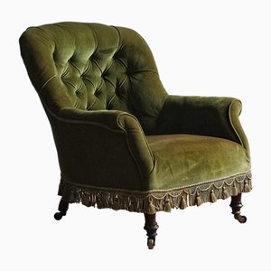 Antique Armchair in Green Velvet