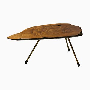 Large Mid-Century Walnut Tree Trunk Coffee Table attributed to Carl Auböck, 1950s