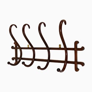 Art Nouveau Secession Bentwood Wall Coat Rack with Four Hooks from Thonet, 1900s