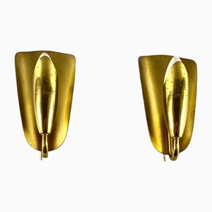 Vintage Wall Lamps in Gilt Brass, Italy, Set of 2
