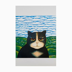 Schwarze Katze, 20. Jh., Lithographie