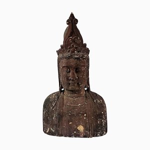 Chinese Artist, Large Bust of a Boddhisattva, 19th Century, Carved Wood