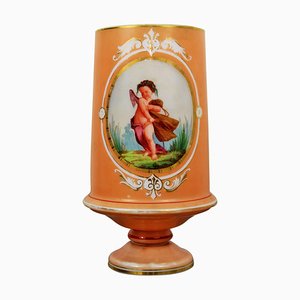 Opaline Vase Decorated with Napoleon III Cherub