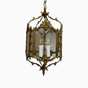 French-Style Lantern with Hand-Carved Glass, 1950