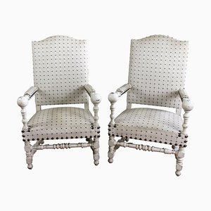 19th Century Louis XIII Style Armchairs, 1860, Set of 2