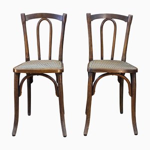 French Cined Wooden Bistro Chairs, Set of 2