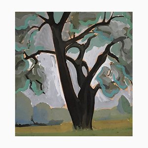 Xavier Albert Fiala, L'Arbre à Meyrin, Genève, 1930, Huile sur Carton