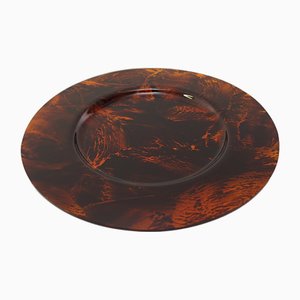 Octagonal Faux Tortoiseshell Tray with Round Plates attributed to Dior, 1970s, Set of 5
