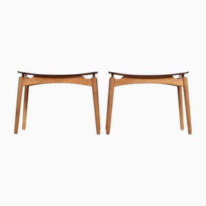 Set of Danish Teak and Oak Stools from Ølholm Møbelfabrik, Denmark, 1960s