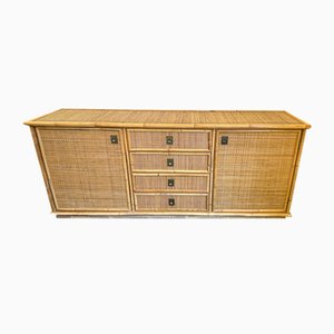 Italian Bamboo, Rattan and Brass Sideboard from Dal Vera, 1970s