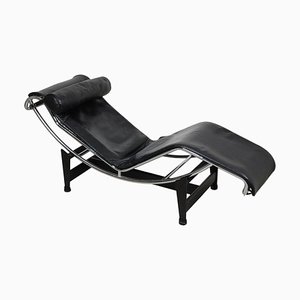 LC-4 Lounge Chair in Black Leather by Le Corbusier, 1990s