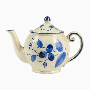 Teekanne aus weißer & blauer Keramik von Brocca Rogue, 1950er