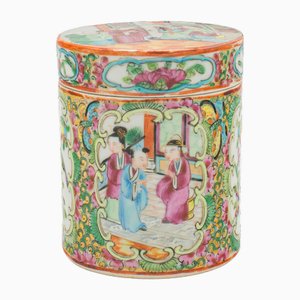 Kleines chinesisches Famille Rose Gewürzglas aus Keramik, 1900er