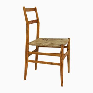 Mod. Leichte Stühle aus geölter Esche & Seil von Gio Ponti für Cassina, Italien, 1955, 8 Set