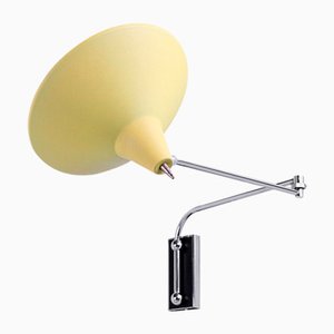 Yellow Beige Metal Paperclip Elbow Wall Lamp by Anvia, 1950s