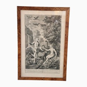 Gerard Hoet, Adamo ed Eva, incisione, XVII secolo, con cornice