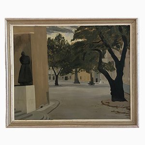 Jean Verdier, La cour Saint Pierre, Genève, Oil on Canvas, Framed