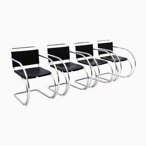 MR Chairs with Armrests by Ludwig Mies Van Der Rohe for Knoll, 1980s, Set of 4