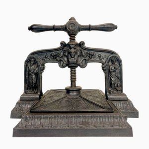 Antique Cast Iron Book Press with Figures, 1850s