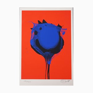 Otto Piene, Papavero rosso/blu, 1978, Serigrafia a colori