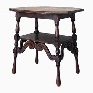 Spanish Two-Tier Console Table in Walnut, 1890