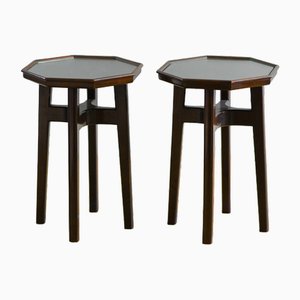 Wooden Tables with Glass Shelf by Quarti, Set of 2