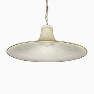 Lámpara colgante Mid-Century de cristal de Murano en beige, Italia, años 70