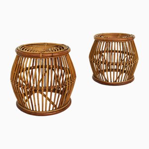Italian Bamboo Stools from Lio Carminati, 1968, Set of 2