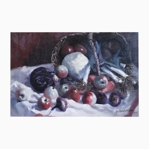 Joseph Vanmaekelberghe, Nature Morte avec Panier de Fruits et légumes, 1931, óleo sobre lienzo, enmarcado