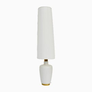 Große Stehlampe aus Milchglas, Messing & Seide von Stilnovo