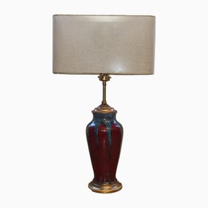 Red Glazed Sandstone Table Lamp, 1950s
