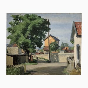 Harry Urban, Paysage Villageois, Campagne Genevoise, Huile sur Toile