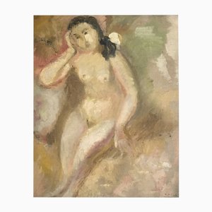 André Julien Prina, Jeune Femme Posant Nue, Öl auf Leinwand