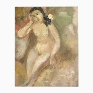 André Julien Prina, Jeune Femme Posant Nue, óleo sobre lienzo