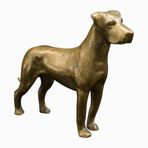 Antike englische dekorative Deutsche Dogge Figur aus Bronze, 1900er