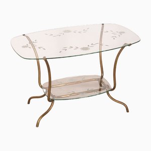 Vintage Italian Coffee Table in Brass and Glass, 1950s