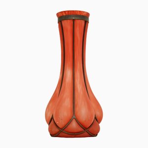 Vase Art Déco Vintage en Verre et Étain, 1930s