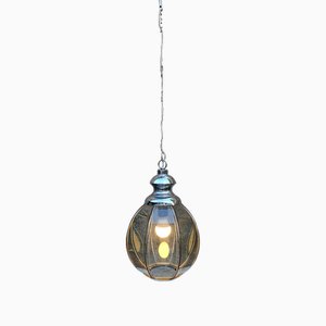 Pendant in Chromed Metal and Smoked Glass, 1950s