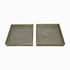 Silver-Plated Tidy Tray with Brass Edge, 1960s, Set of 2
