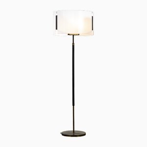 Brass & Acrylic Glass Floor Lamp attributed to Giuseppe Ostuni for Oluce, 1950s