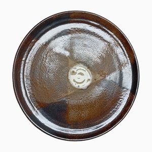 Brauner Vintage Keramik Teller