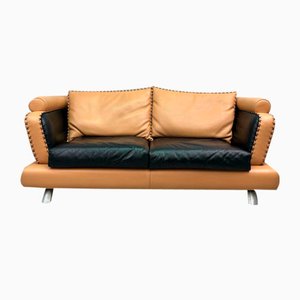 Modern Italian Two-Seater Sofa in Tan Leather