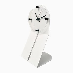 Orologio da tavolo in metallo laccato bianco di Gaspare, anni '80